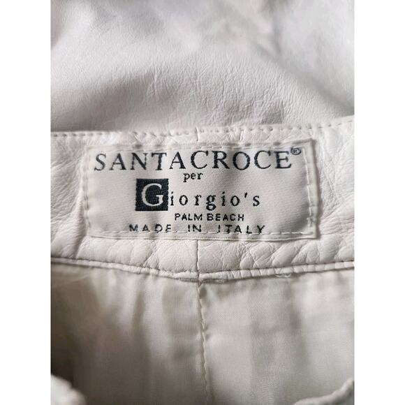 Vtg Santacroce Per Georgio's White Leather Pants & jacket Set Small READ! - Picture 6 of 16